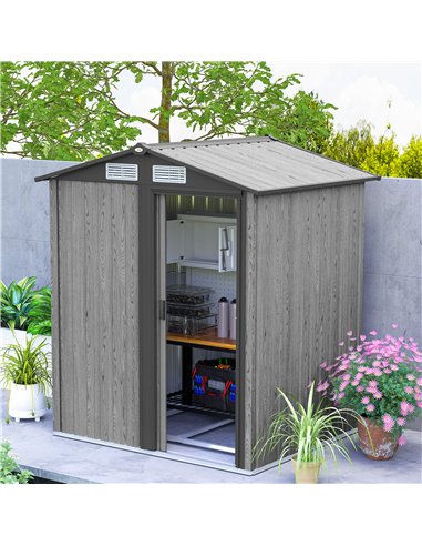 Outsunny 4.3 x 5ft Outdoor Garden Storage Shed - Grey Wood Effect