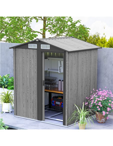 Outsunny 4.3 x 5ft Outdoor Garden Storage Shed - Grey Wood Effect - pic 160328 | FastDaddyshop