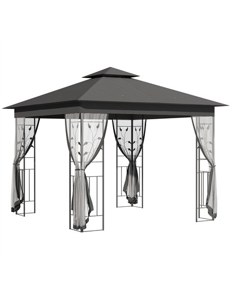 Outsunny 3 x 3(m) Steel Frame Double Roof Garden Gazebo - Grey - pic 160338 | FastDaddyshop