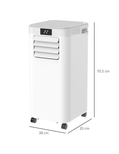 Homcom Mobile Air Conditioner with Fan, Timer, Remote, LED, Auto Shut-Down 900W, White