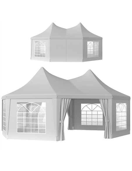 Outsunny 6.8 x 5m Octagonal Marquee Gazebo - White - pic 160356 | FastDaddyshop