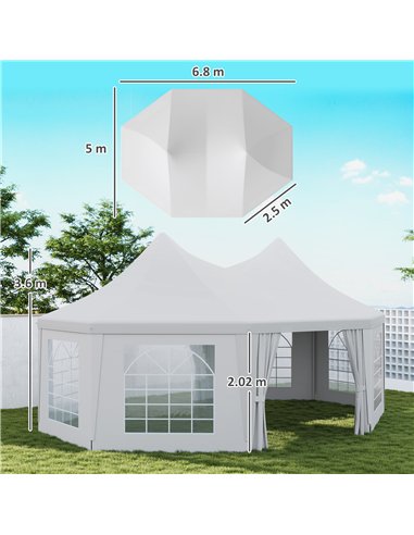 Outsunny 6.8 x 5m Octagonal Marquee Gazebo - White