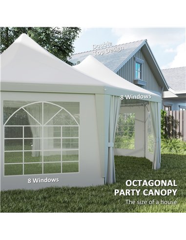 Outsunny 6.8 x 5m Octagonal Marquee Gazebo - White