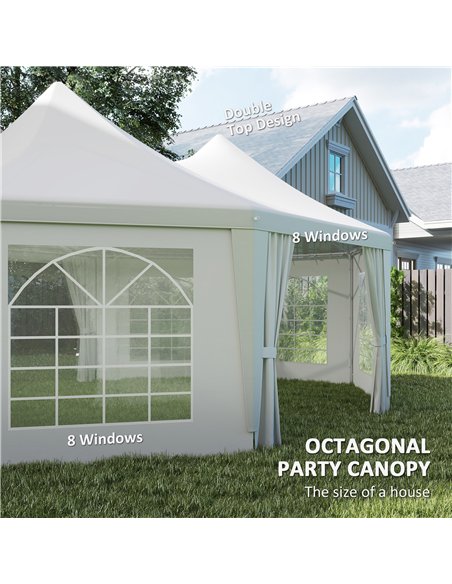Outsunny 6.8 x 5m Octagonal Marquee Gazebo - White - pic 160361 | FastDaddyshop