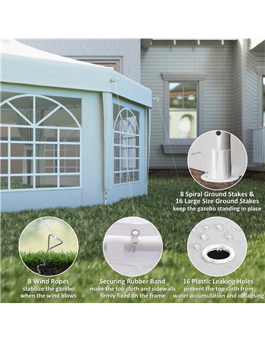 Outsunny 6.8 x 5m Octagonal Marquee Gazebo - White