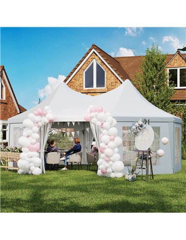Outsunny 6.8 x 5m Octagonal Marquee Gazebo - White