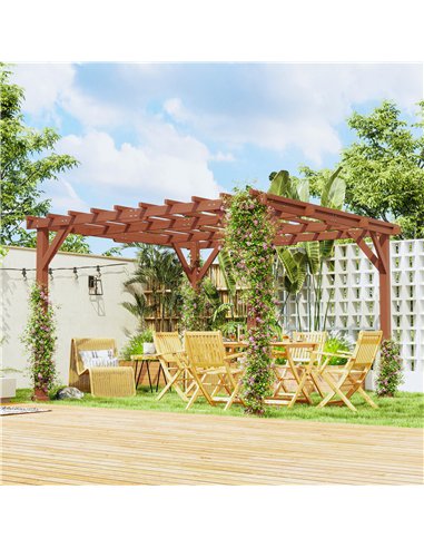 Outsunny 3.3 x 3.3(m) Wooden Pergola Kit, Graden Pergola Gazebo Grape Trellis with Stable Structure for Climbing Vines, Flowers