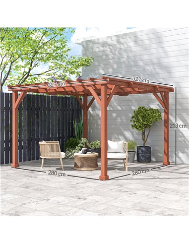 Outsunny 3.3 x 3.3(m) Wooden Pergola Kit, Graden Pergola Gazebo Grape Trellis with Stable Structure for Climbing Vines, Flowers