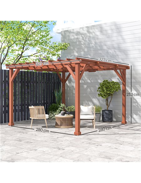 Outsunny 3.3 x 3.3(m) Wooden Pergola Kit, Graden Pergola Gazebo Grape Trellis with Stable Structure for Climbing Vines, Flowers - pic 160367 | FastDaddyshop
