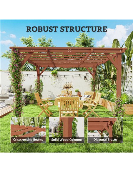 Outsunny 3.3 x 3.3(m) Wooden Pergola Kit, Graden Pergola Gazebo Grape Trellis with Stable Structure for Climbing Vines, Flowers - pic 160368 | FastDaddyshop