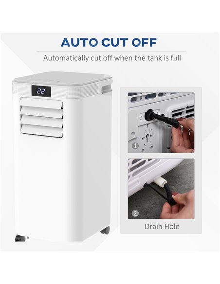Homcom Mobile Air Conditioner with Fan, Timer, Remote, LED, Auto Shut-Down 900W, White - pic 16037 | FastDaddyshop