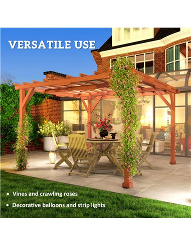 Outsunny 3.3 x 3.3(m) Wooden Pergola Kit, Graden Pergola Gazebo Grape Trellis with Stable Structure for Climbing Vines, Flowers