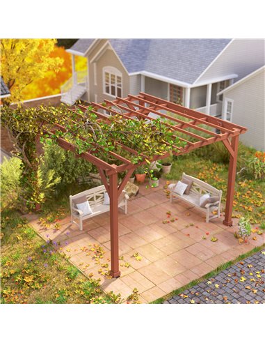 Outsunny 3.3 x 3.3(m) Wooden Pergola Kit, Graden Pergola Gazebo Grape Trellis with Stable Structure for Climbing Vines, Flowers