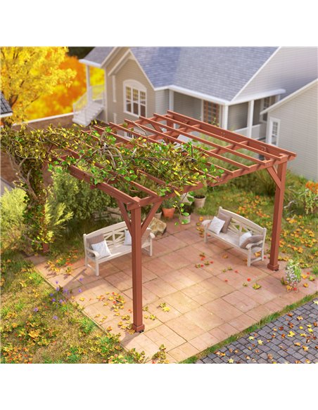 Outsunny 3.3 x 3.3(m) Wooden Pergola Kit, Graden Pergola Gazebo Grape Trellis with Stable Structure for Climbing Vines, Flowers - pic 160371 | FastDaddyshop