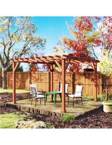 Outsunny 3.3 x 3.3(m) Wooden Pergola Kit, Graden Pergola Gazebo Grape Trellis with Stable Structure for Climbing Vines, Flowers