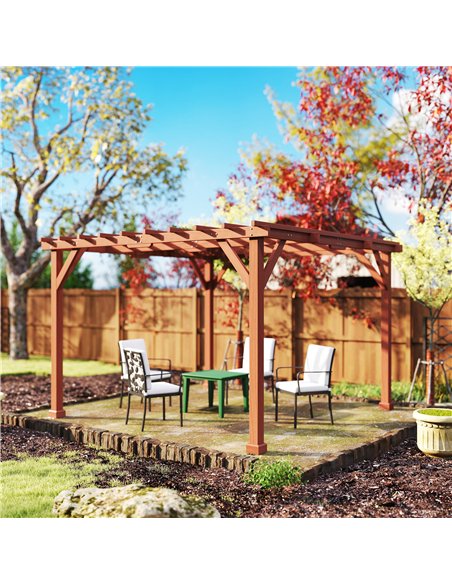 Outsunny 3.3 x 3.3(m) Wooden Pergola Kit, Graden Pergola Gazebo Grape Trellis with Stable Structure for Climbing Vines, Flowers - pic 160372 | FastDaddyshop