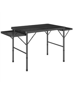 Outsunny Folding Grill Table, 4.5ft Portable Camping Table with 2 Wing Panels, Height Adjustable Metal Picnic Table for Camping,