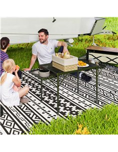 Outsunny Folding Grill Table, 4.5ft Portable Camping Table with 2 Wing Panels, Height Adjustable Metal Picnic Table for Camping, 2