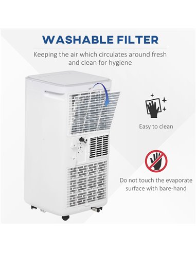 Homcom Mobile Air Conditioner with Fan, Timer, Remote, LED, Auto Shut-Down 900W, White
