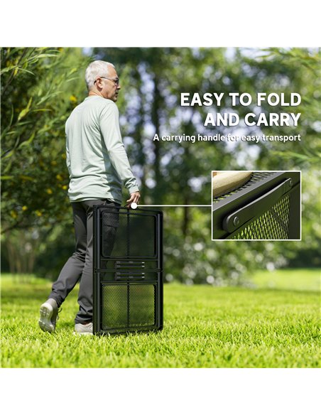 Outsunny Folding Grill Table, 4.5ft Portable Camping Table with 2 Wing Panels, Height Adjustable Metal Picnic Table for Camping, - pic 160381 | FastDaddyshop