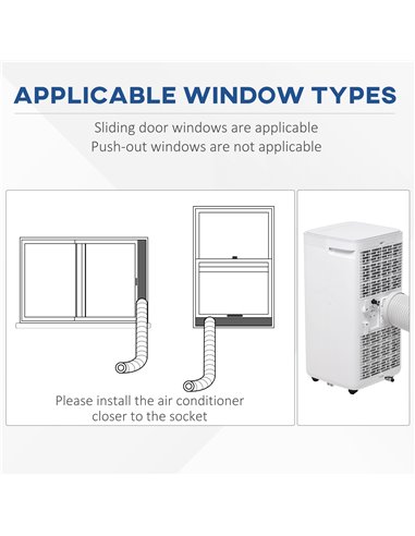 Homcom Mobile Air Conditioner with Fan, Timer, Remote, LED, Auto Shut-Down 900W, White