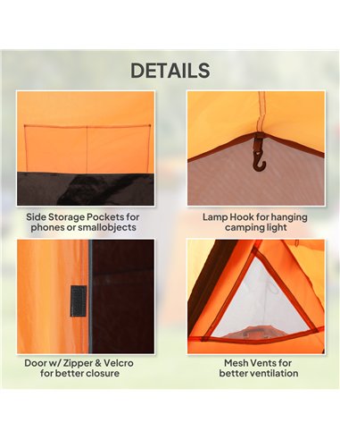 Outsunny 2-3 Man Tunnel Tents w/ Vestibule Camping Tent Porch Air Vents Weather-Resistant Shelter, Orange