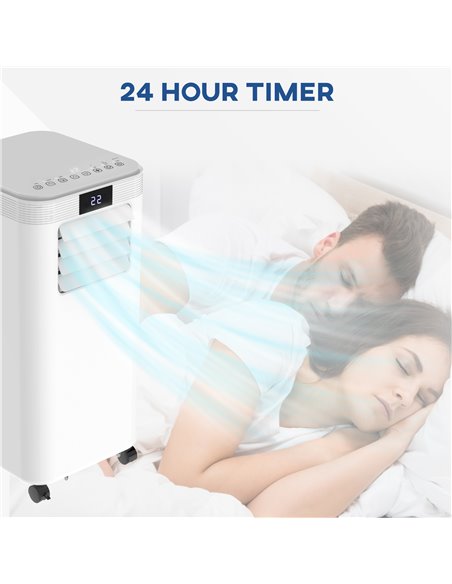 Homcom Mobile Air Conditioner with Fan, Timer, Remote, LED, Auto Shut-Down 900W, White - pic 16040 | FastDaddyshop