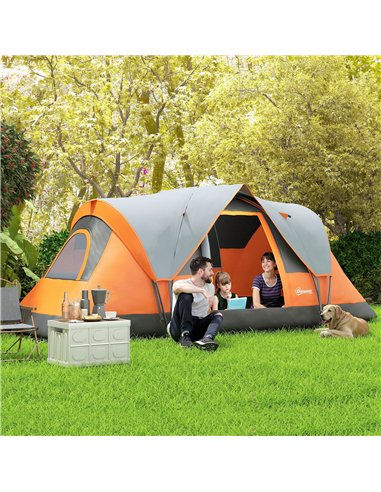 Outsunny 5-6 Man Dome Camping Tent - Orange