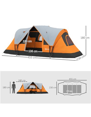 Outsunny 5-6 Man Dome Camping Tent - Orange