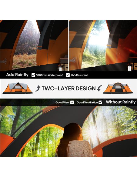 Outsunny 5-6 Man Dome Camping Tent - Orange - pic 160404 | FastDaddyshop