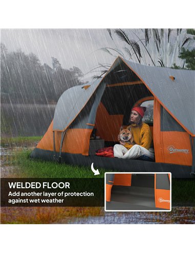 Outsunny 5-6 Man Dome Camping Tent - Orange