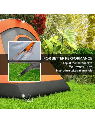 Outsunny 5-6 Man Dome Camping Tent - Orange