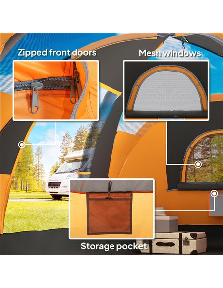 Outsunny 5-6 Man Dome Camping Tent - Orange - pic 160408 | FastDaddyshop