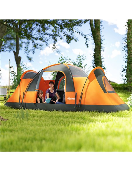 Outsunny 5-6 Man Dome Camping Tent - Orange - pic 160409 | FastDaddyshop