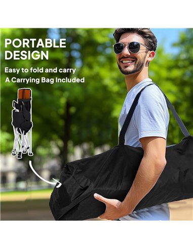 Outsunny Set of 2 Reclining Folding Camping Chair w/ Detachable Footrest, Storage Bag, Cup Holder & Headrest, Lightweight Portab