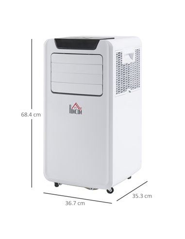 Homcom Mobile Air Conditioner with Timer, Remote, LED Display, 1050W, White