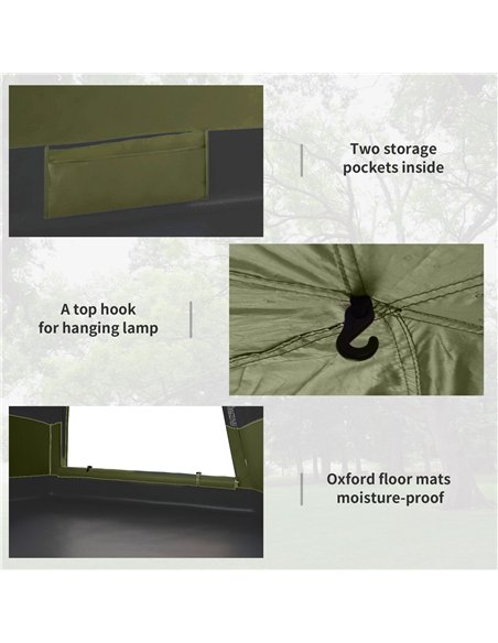 Outsunny Six Man Hexagon Camping Tent with Hang Hook and Carry Bag - Dark Green and Light Grey - pic 160451 | FastDaddyshop
