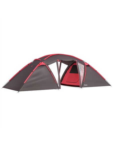 Outsunny 4-6 Man Family Camping Tent w/ 2 Bedrooms and a Living Room, Waterproof Tunnel Tent w/ Sewn In Groundsheet, Doors, Wind - pic 160455 | FastDaddyshop