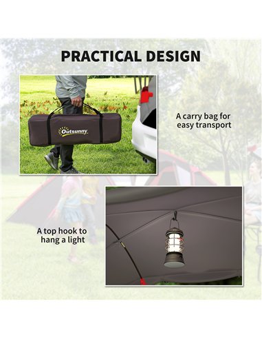 Outsunny 4-6 Man Family Camping Tent w/ 2 Bedrooms and a Living Room, Waterproof Tunnel Tent w/ Sewn In Groundsheet, Doors, Wind