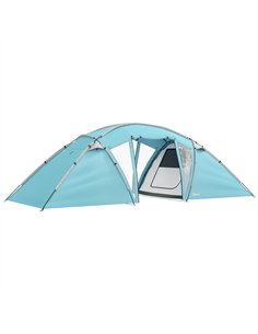 Outsunny 4-6 Man Family Camping Tent w/ 2 Bedrooms and a Living Room, Waterproof Tunnel Tent w/ Sewn In Groundsheet, Doors, Wind