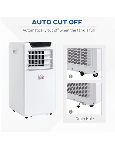 Homcom Mobile Air Conditioner with Timer, Remote, LED Display, 1050W, White