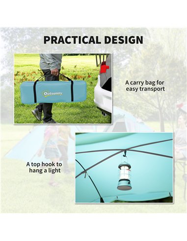 Outsunny 4-6 Man Family Camping Tent w/ 2 Bedrooms and a Living Room, Waterproof Tunnel Tent w/ Sewn In Groundsheet, Doors, Wind