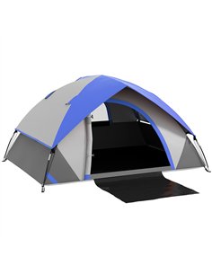 Outsunny Two Man Single Room Dome Tent, with Accessories - Dark Blue/Grey