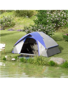 Outsunny Two Man Single Room Dome Tent, with Accessories - Dark Blue/Grey 2