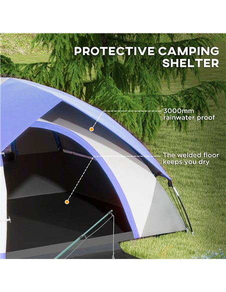 Outsunny Two Man Single Room Dome Tent, with Accessories - Dark Blue/Grey - pic 160476 | FastDaddyshop