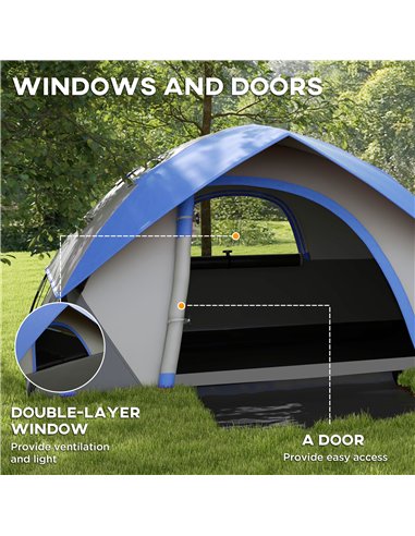 Outsunny Two Man Single Room Dome Tent, with Accessories - Dark Blue/Grey