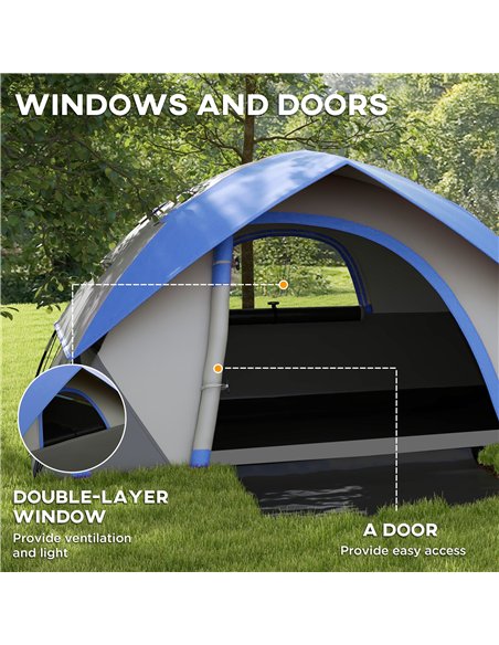 Outsunny Two Man Single Room Dome Tent, with Accessories - Dark Blue/Grey - pic 160478 | FastDaddyshop