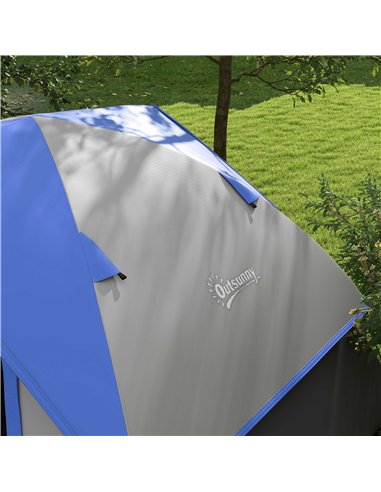 Outsunny Two Man Single Room Dome Tent, with Accessories - Dark Blue/Grey