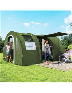 Outsunny 5-6 Man Camping Tent with 2 Room, Floor and Carry Bag - Green 2