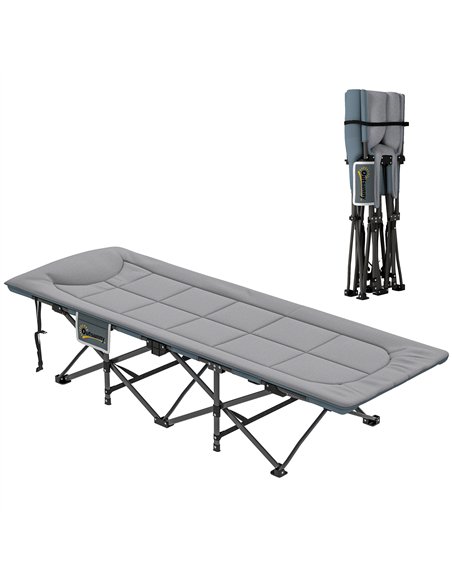 Outsunny Folding Camping Bed for Adults with Cushion, Heavy Duty Portable Travel Camping Cot with Headrest, Side Pocket and Non- - pic 160491 | FastDaddyshop